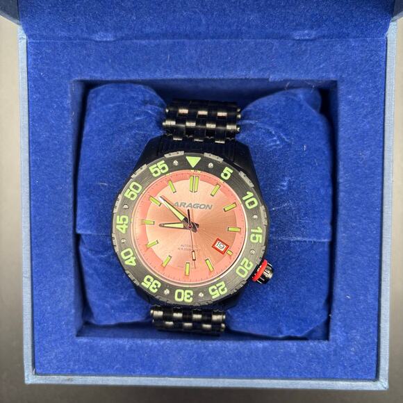 Aragon Sea Charger Pink Dial Automatic 44mm Men’s Watch Limited Edition 28/50 - Picture 3 of 17